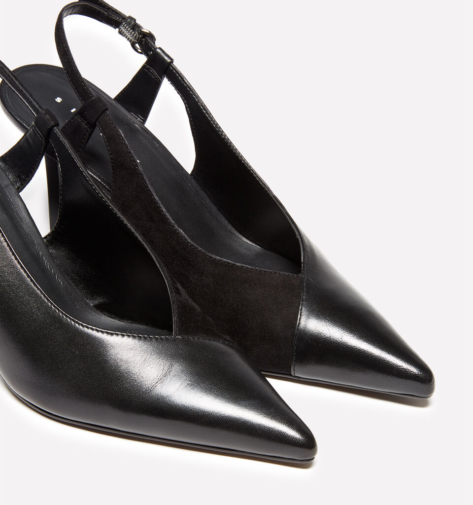 Black slingbacks in 100% leather - women's heels - Black | Sisley image number 4